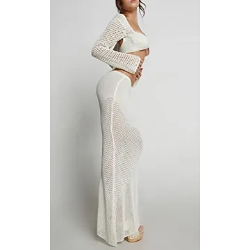 Y2K Halter Backless Crop Top Split Maxi Skirt Set