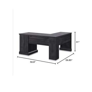 BELLEZE 60 Inch L Shaped Wood Executive Desk - Rustic Gray