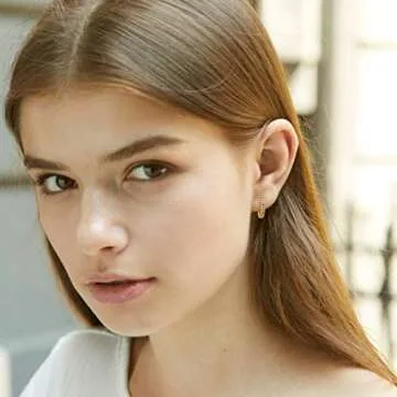 KISPER 18K Gold Plated Cubic Zirconia Cuff Earrings Huggie Hoop, Magenta