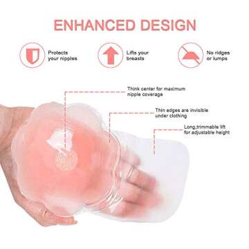 Adhesive Bra, Breast Lift Tape Silicone Breast Pasties Nippleless Covers Flower (Pink)