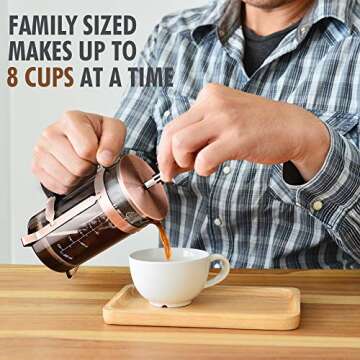 NICPAY French Press Coffee Maker 34oz, 304 Stainless Steel Borosilicate Glass Coffee Press, Copper