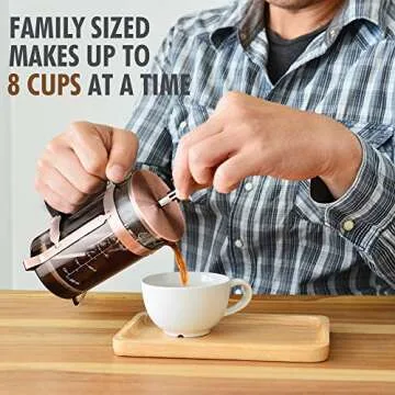 NICPAY French Press Coffee Maker 34oz, 304 Stainless Steel Borosilicate Glass Coffee Press, Copper