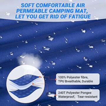 KingCamp Sleeping Pad for Camping with Built-in Pump, Backpacking Inflatable Ultralight Camping Air Mattress with Pillow for Traveling, Hiking, Compact, Waterproof, I-Beam Design