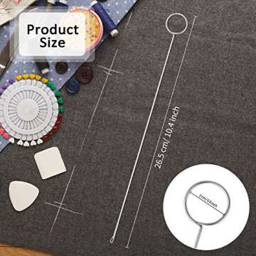 WILLBOND 4 Pieces Sewing Loop Turner Hook Long Loop Turner Tool with Latch for Fabric Belts Strips D...