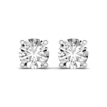 ARAIYA FINE JEWELRY 14K White Gold Round shape Lab Grown Diamond Solitaire Stud Earrings for Women (...