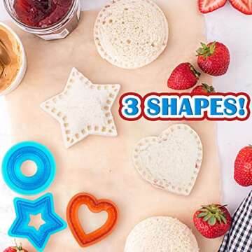 Ansbes Sandwich Cutter and Sealer Uncrustable Sandwich Maker Sandwich Shapes Cutter Sandwich Bread Crust Cutter Decruster and Sealer (Heart, Star, Circle)