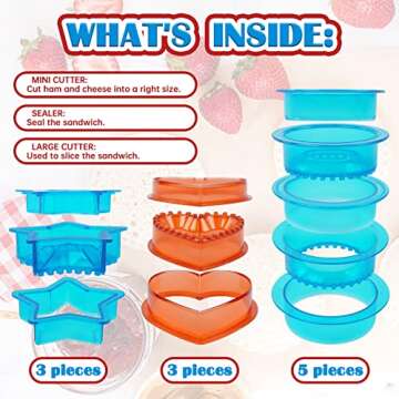 Ansbes Sandwich Cutter and Sealer Uncrustable Sandwich Maker Sandwich Shapes Cutter Sandwich Bread Crust Cutter Decruster and Sealer (Heart, Star, Circle)