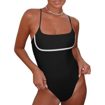 Saodimallsu Womens Sexy One Piece Swimsuit Square Neck Sexy Color Block Slimming Tummy Control Strappy Bathing Suit, Small
