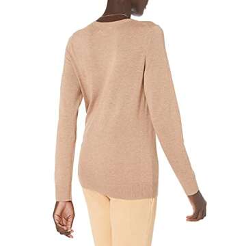 Amazon Essentials Women's Long-Sleeve Lightweight Crewneck Sweater (Available in Plus Size), Camel Heather, Small