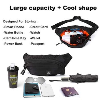 Large Waterproof Fanny Pack for Men Women with Adjustable Strap