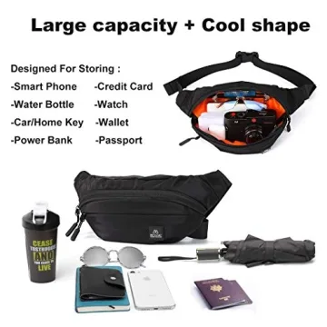 Large Waterproof Fanny Pack for Men Women with Adjustable Strap