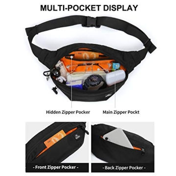 Large Waterproof Fanny Pack for Men Women with Adjustable Strap