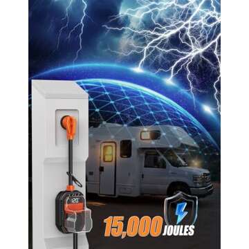 TOWTAMER 15,000J RV Surge Protector 30 Amp with LED Display, 30 Amp RV Surge Protector with Voltage ...