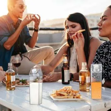 17 oz Milk Carton Water Bottles Clear Plastic Milk Box Portable Reusable Square Juice Bottles for Outdoor Sports Travel Camping Activities(2 Pieces)