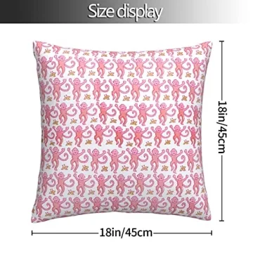 Xindi Pink Rabbit Monkeys Throw Pillow Covers 18x18 Inch