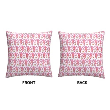 Xindi Pink Rabbit Monkeys Throw Pillow Covers 18x18 Inch