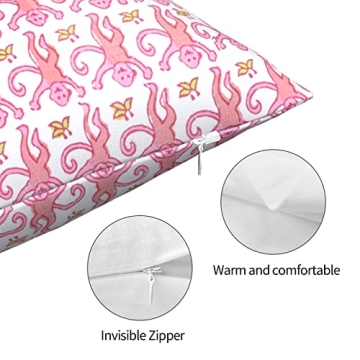 Xindi Pink Rabbit Monkeys Throw Pillow Covers 18x18 Inch