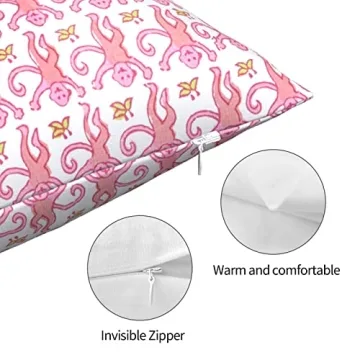 Xindi Pink Rabbit Monkeys Throw Pillow Covers 18x18 Inch