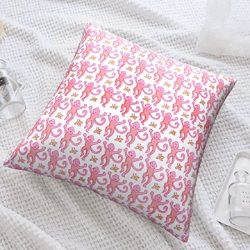 Xindi Pink Rabbit Monkeys Throw Pillow Covers 18x18 Inch