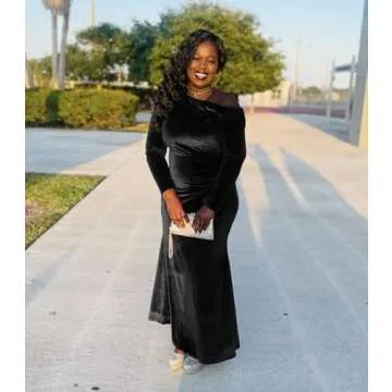 Elegant Women's Black Velvet Formal Dress for Any Occasion