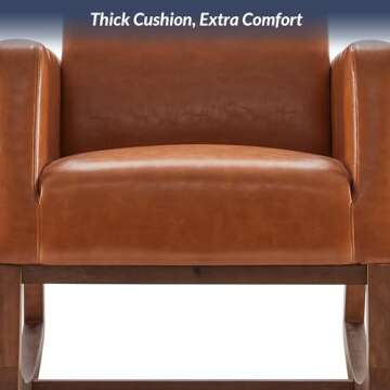 BELLEZE Modern Rocking Chair, Faux Leather Nursery Glider Rocker with Comfortable Padded Seat Solid Wood Base, Upholstery Arm Chair for Living Room Bedroom Baby Room - Felix (Caramel)