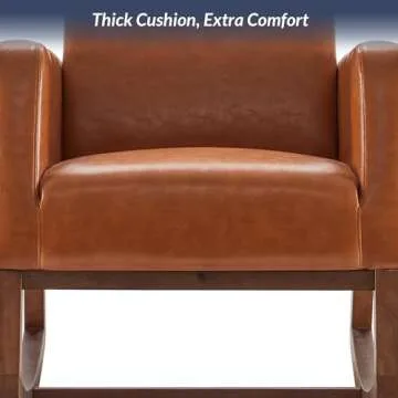 BELLEZE Modern Rocking Chair, Faux Leather Nursery Glider Rocker with Comfortable Padded Seat Solid Wood Base, Upholstery Arm Chair for Living Room Bedroom Baby Room - Felix (Caramel)