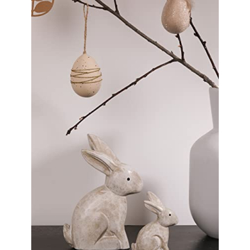 Wooden Bunny Figurines for Easter Decor Gift Set of 2