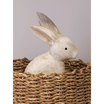 Wooden Bunny Figurines for Easter Decor Gift Set of 2