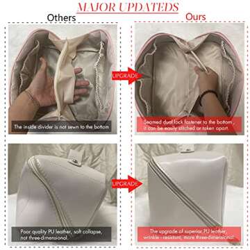 MINGRI Large Capacity Travel Cosmetic Bag for Women,Portable PU Leather Makeup Bag Water Resistant,Flat Open Multifunctional Storage Travel Toiletry Bag with Divider and Handle (Black)