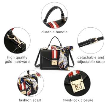 Scarleton Handbags for Women, Purses for Women, Crossbody Bags for Women, Top Handle Shoulder Bag with Scarf, H2065