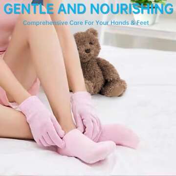 ZFYOUNG Moisturizing Socks & Gloves Set,Silicone Socks Gel Gloves for Women,Aloe Gel Socks,spa Socks,Soften Repairing Dry Cracked Hands and Feet Skin SPA Care (Glove+Socks, Pink)