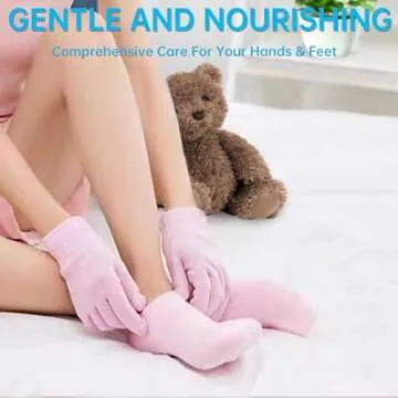 ZFYOUNG Moisturizing Socks & Gloves Set,Silicone Socks Gel Gloves for Women,Aloe Gel Socks,spa Socks,Soften Repairing Dry Cracked Hands and Feet Skin SPA Care (Glove+Socks, Pink)
