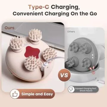 arboleaf Scalp Massager Kneading Head Massager Scalp Stress Relax Portable Rechargeable Hair Massager Shower Massage Waterproof Cat Massager Scratcher,Gift for Mom Dad