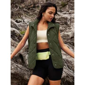 SENSERISE Womens Puffer Vest Quilted Vests Oversized Lightweight Outerwear Padded Jacket Winter Fall...