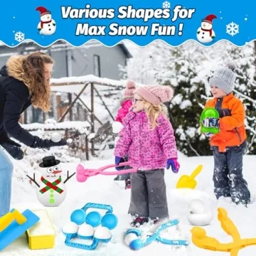 Japior 60pcs Snow Toys for Kids with Snowman Soccer Heart Duck Snowball Maker Tool Penguin and Dinosaur Snow Molds Toys Mini Snowman Decorating Accessories, and Other Winter Outdoor Game Essentials