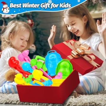 Japior 60pcs Snow Toys for Kids with Snowman Soccer Heart Duck Snowball Maker Tool Penguin and Dinosaur Snow Molds Toys Mini Snowman Decorating Accessories, and Other Winter Outdoor Game Essentials