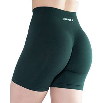 AUROLA Intensify Workout Shorts for Women Seamless Scrunch Short Gym Yoga Running Sport Active Exercise Fitness Shorts(S,Ponderosa Green)