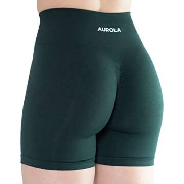 AUROLA Intensify Workout Shorts for Women Seamless Scrunch Short Gym Yoga Running Sport Active Exercise Fitness Shorts(S,Ponderosa Green)