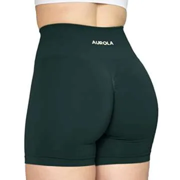 AUROLA Intensify Workout Shorts for Women Seamless Scrunch Short Gym Yoga Running Sport Active Exercise Fitness Shorts(S,Ponderosa Green)