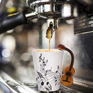 12.9 Oz Guitar Mug Music Note Tea Coffee Milk Ceramic Guitar Music Cup Mug Gifts for Guitar Players ...