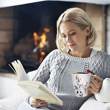 12.9 Oz Guitar Mug Music Note Tea Coffee Milk Ceramic Guitar Music Cup Mug Gifts for Guitar Players Musicians,Music Lover Gift for Women,Men, Friend,Teacher,Black