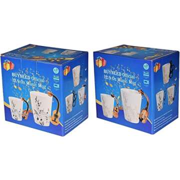 12.9 Oz Guitar Mug Music Note Tea Coffee Milk Ceramic Guitar Music Cup Mug Gifts for Guitar Players Musicians,Music Lover Gift for Women,Men, Friend,Teacher,Black