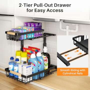 PXRACK 2 PACK Under Sink Organizer - Adjustable & Sturdy Design