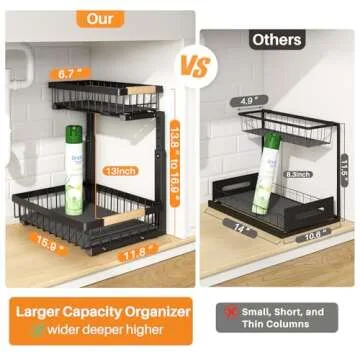 PXRACK Adjustable Under Sink Organizer - Perfect Cabinet Storage