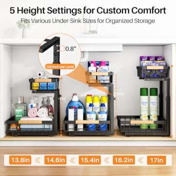 PXRACK Adjustable Under Sink Organizer - Perfect Cabinet Storage