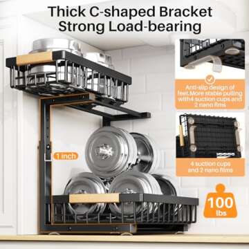 PXRACK Adjustable Under Sink Organizer - Perfect Cabinet Storage