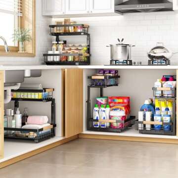 PXRACK Adjustable Under Sink Organizer - Perfect Cabinet Storage