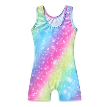 HOZIY Toddlers Girl Leotards for Gymnastics 3t 4t Rainbow Leotard With Shorts Biketards Sparkle Glit...