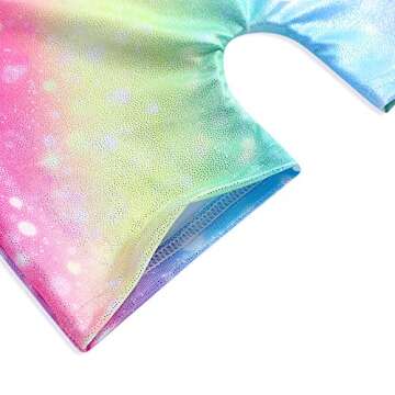 HOZIY Toddlers Girl Leotards for Gymnastics 3t 4t Rainbow Leotard With Shorts Biketards Sparkle Glitter Tumbling Outfits Bodysuits Kids Leo Starry Gradient Color Multicolor Dance Apparel Preschool