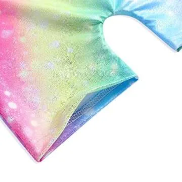 HOZIY Toddlers Girl Leotards for Gymnastics 3t 4t Rainbow Leotard With Shorts Biketards Sparkle Glitter Tumbling Outfits Bodysuits Kids Leo Starry Gradient Color Multicolor Dance Apparel Preschool